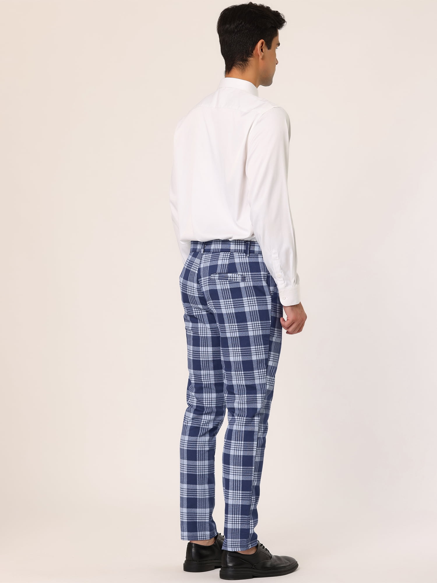 blue pattern shirt dress Navy Blue Checks Handspun Cotton Knee Length Button-Down Shirt Dress 32