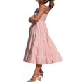 thumbnail image 4 of Robe Maxi d'Été pour Femmes Décontractée Sans Manches à Bretelles Spaghetti Froncée Évasée Longue de Plage pour le Soleil, 4 of 6