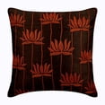 thumbnail image 1 of Housse de Coussin, Housse de Coussin pour Canapé, Housses de Coussin en Soie pour Sofa, Brodé Lotus Marron 24x24 Pouces (60x60 cm), Contemporain, Floral - Lotus Rouges, 1 of 3