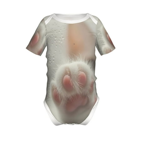 

Adobk Raindrop Kitten Paw Print Baby Climbing Clothes Jumpsuit Rompers Classic Rompers Child Short sleeve Bodysuits-6 Months