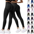 thumbnail image 4 of Gsakboxl Pants for Women Women 2 Pack Textured Seamless Butt Lifting Tummy Control High Waist Peach Hip Yoga Workout Leggings Blackish Green L, 4 of 4
