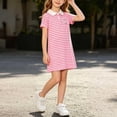 thumbnail image 3 of Striped Polos Dresses Girls Straight Loose Casual School Dress Short Sleeve Shift Preppy Clothes Pink, Size 3 Y, 3 of 6