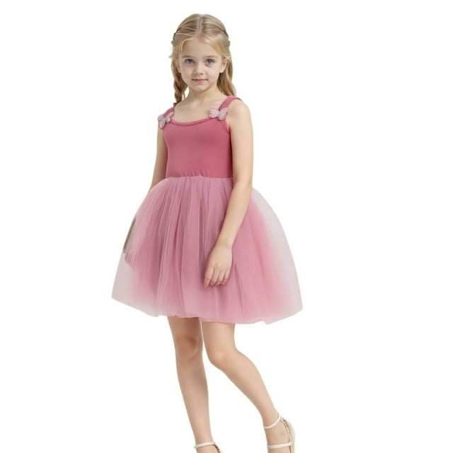 LUOGENLI Robe Bébé Filles Robe Tutu Tout-Petit Robe Tutu Robes Fille Sans Manches Robe Princesse Jupe Maxi à Fleurs avec Fente 3-4 Ans