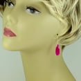 thumbnail image 3 of 14k Gold Filled Chalcedony Earrings Hot Pink Magent Fuscia Briolettes Long Teardrop Dangles Designed for Adult Women, 3 of 5