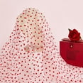 thumbnail image 4 of 2 Yards×63inch Red Flocking Heart White Lace Mesh Fabric Lightweight Tulle Lovely Velvet Heart Lace Trim Fabric, 4 of 9