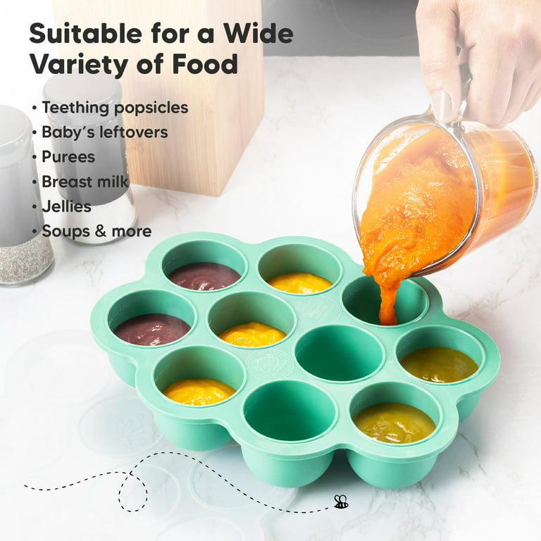 Baby Food Tray  Silicone Baby Food Freezer Tray with Easy Clip-on Lid –  KeaBabies
