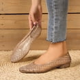 thumbnail image 4 of KEGIRLOM Womens Hollow Out Jelly Dainty Flats On Mesh Shoes Low Heel Jelly Sandals For Summer Beach Daily Wear Gold 6, 4 of 5