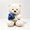 White Bear Blue Rose, variant on Teddy Bear with Rose Bouquet Plush Toys 11.8in Fluffy Bear Doll Classic Valentine's Day Gift