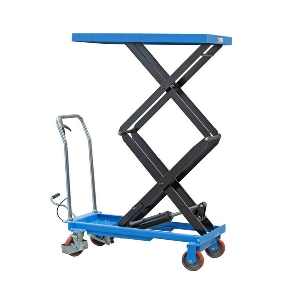Hydraulic Dual Scissor Lift Table Carts Mobile Dolly Hand Truck With