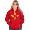 thumbnail image 4 of New Mexico Love Zia Sun Flag Symbol Unisex Fleece Graphic Zip Up Hoodie Brisco Brands 2X, 4 of 5