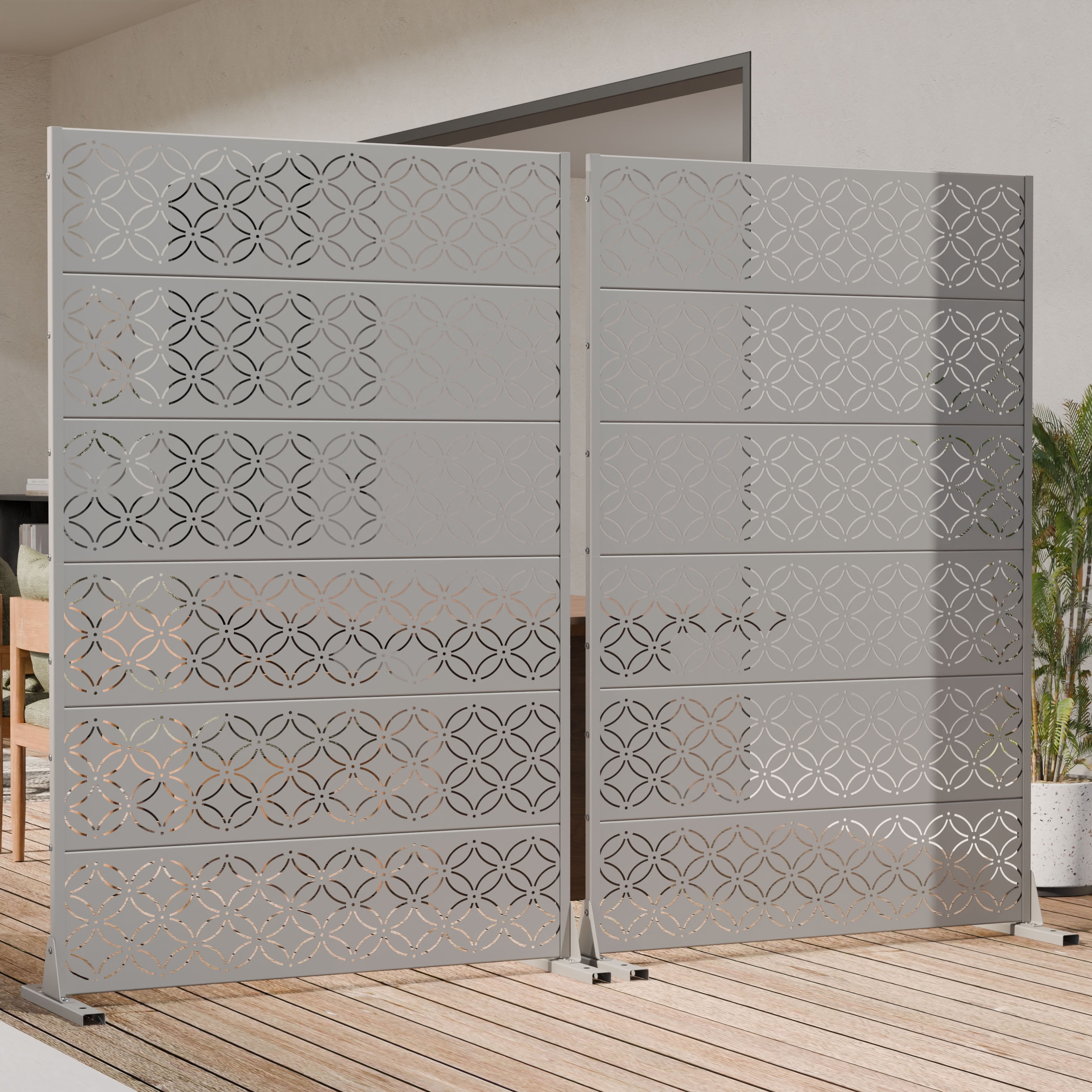 MAYEERTY 72*47in Outdoor Privacy Screen, All Weather Metal Privacy Panel, Privacy Divider for Patio, Balcony, Backyard, Garden