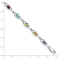 thumbnail image 3 of Auriga 925 Sterling Silver Rhod-plat Amethyst Topaz Peridot Citrine Garnet Bracelet 7.5inch for Women, 3 of 4