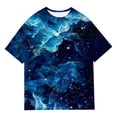 thumbnail image 4 of Tfken Girls Tees For Summer Short Sleeve Star Sky Print Crew Neck Tops Daily Wear Fashion Toddler Soft Tops Blue Size 2-3 Years, 4 of 4