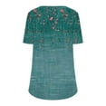 thumbnail image 5 of Womens Tops,Summer New Fashion Floral Prints Top Loose Round Neck Chest Pleated Shirts Womens Casual Short Sleeve Blouses Pullover Tops, 5 of 6