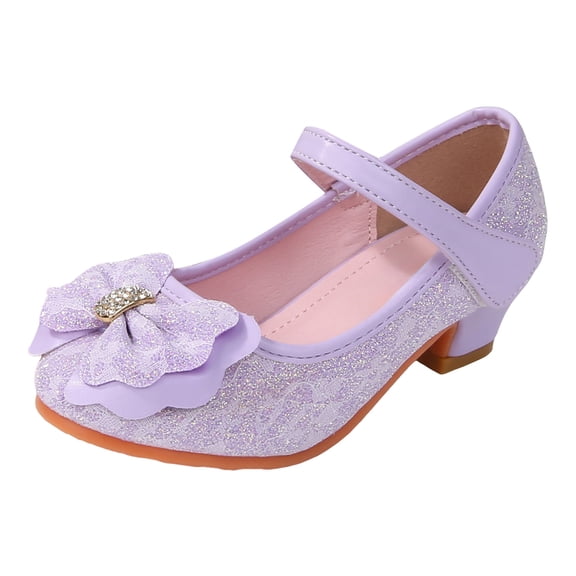 Quealent Girls Flats Sparkle Party Mary Jane Princess Dress Shoes Purple for Size 13.5