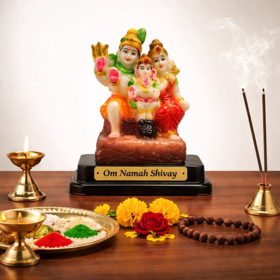 Shiv Parivar Idol Statue Om Namah Shivay Decorative Puja Murti for Home Temple Spiritual Worship Gift Religious Decor