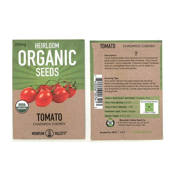 Tomato Garden Seeds - Chadwick Cherry - 250 mg Packet - Non-GMO, Organic, Heirloom Vegetable Gardening Seed