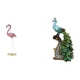 thumbnail image 1 of Escultura De Resina De Flamenco Radiante Y Pavo Real, Figura De Arte Moderno Con Soporte De Metal Para Jardín, Estanque, Macizo De Flores, Dormitorio, Oficina O Sala De Estar., 1 of 8