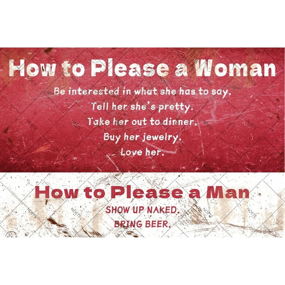 Noete Funny Tin Metal Signs Vintage 12x16 Inch Retro Wall Decor for Home, Bar, Pub & Garage Hilarious Gift for Women & Men " How to Please A Women"