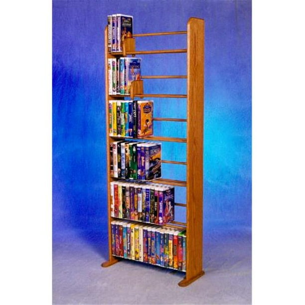 Wood Shed 605 Solid Oak 6 Row Dowel Vhs Rack Clamshell Disney Style Walmart Com