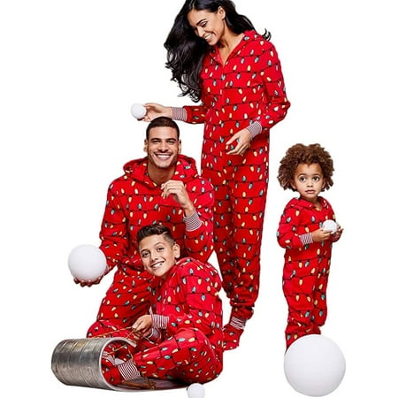 

Aunavey Family Matching Christmas Pajamas Set Sleepwear Jumpsuit Hoodie with Hood for Family