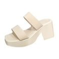 thumbnail image 1 of Women's Fashionable Casual Versatile Flip Flops Spring And Summer New Thick Heel Thick Bottom Sandals Beige Size 7.5, 1 of 7
