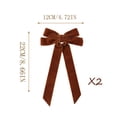 thumbnail image 3 of AZXY Long Tail Velvet Bow Christmas Ornament 2PCS, Brown Fabric Bowknot Embellishment, Indoor Christmas Decorations, Soft Wreath Tree Hanging Decor for Mantel Gift Chair, 3 of 7