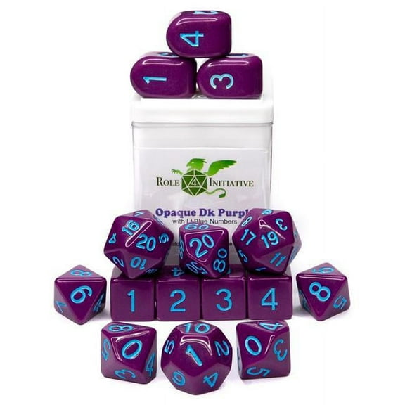 R4I Dice w/ Arch'd4: Opaque - Dark Purple w/ Light Blue (15)