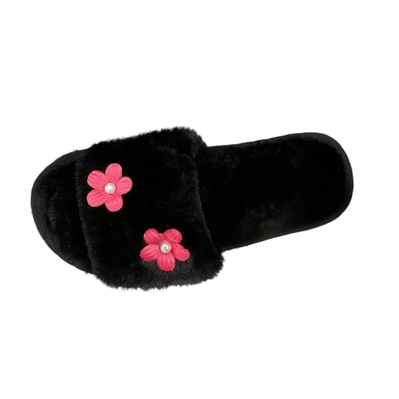 Wensltd Women's Flat Slippers with Memory Foam Indoor Outdoor Soft Warm Fuzzy House Slippers