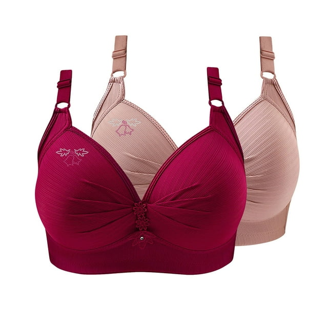 Kyusrd Full Coverage Bras For Women No Steel Ring Pattern Gathering Comfort Push Up Breathable Bralette Bras Solid Color Comfortable Wireless Daily Bras 2Pcs