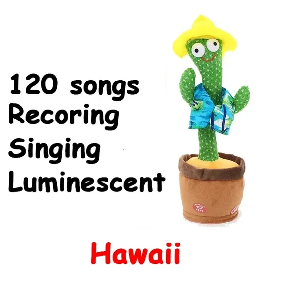 A talking cactus toy that can be charged  recorded  and repeated. Suitable for Spanish  English  and Arabic  voice changer DMH