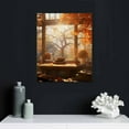 thumbnail image 4 of ONETECH  Wall Art for Bathroom White Window Outside Yellow Orange Maple Leaves Tree Abstract Canvas Wall Art Autumn Scenery Wall Pictures for Living Room Bedroom Office Ready To Hang,, 4 of 4