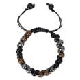 thumbnail image 2 of Pulsera de cuentas ajustables pulsera de cuentas de piedra trenzada curativa energética de hematita ónix negro natural antiansiedad para regalo de aniversario de cumpleaños Octpeak Otros, 2 of 8