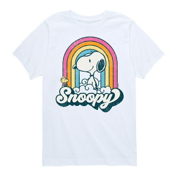 Peanuts - Snoopy Rainbow Clouds - Toddler And Youth Short Sleeve Graphic T-Shirt