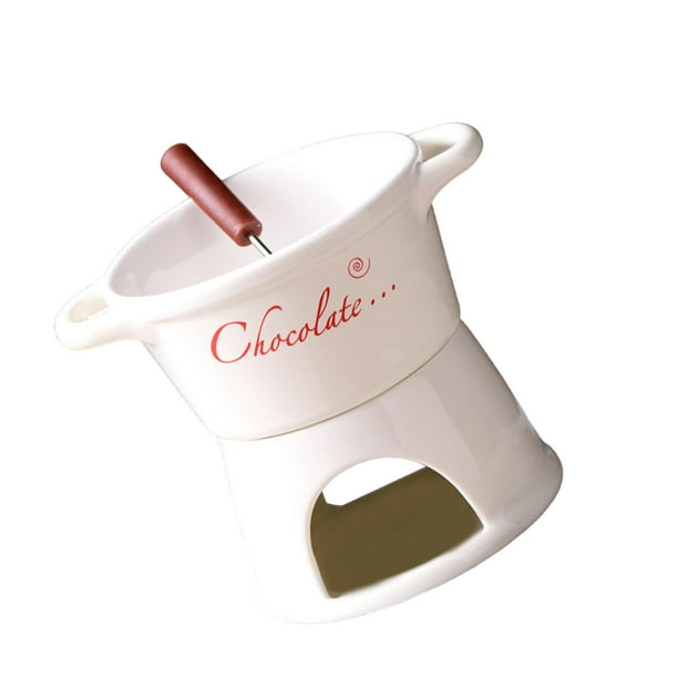 Juego de olla para fundir chocolate, olla para fundir chocolate con tenedor, 300 ml Blanco