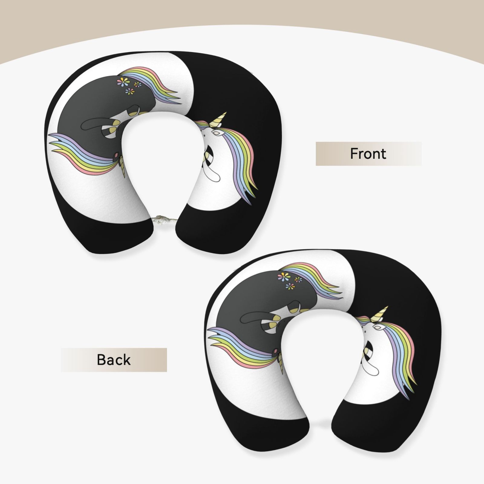 Xecao Unicorn in Yoga Print Memory Foam Cervical Neck Pillow Versatile U-Shaped Pillows for Home,Office,Camping,Travelling,Soft Washable Cover