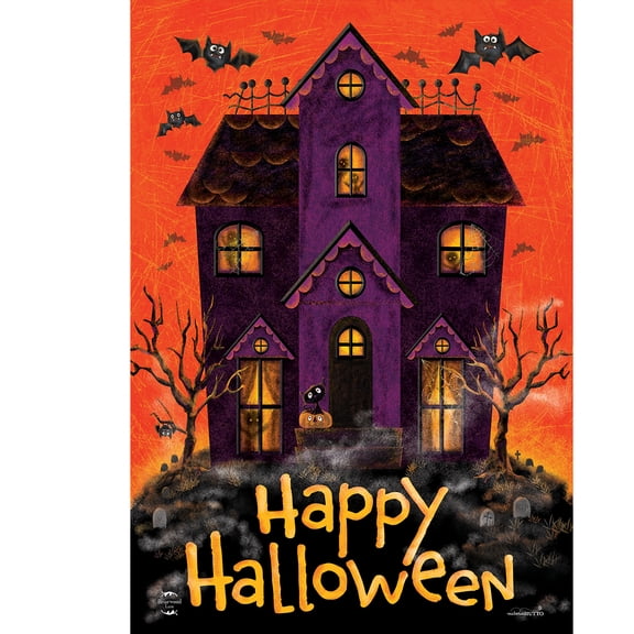 Briarwood Lane Halloween Garden Flag 18x12.5 For Outdoor Spooky House Garden Flag Flag For Halloween Garden Flag Flags For Outside