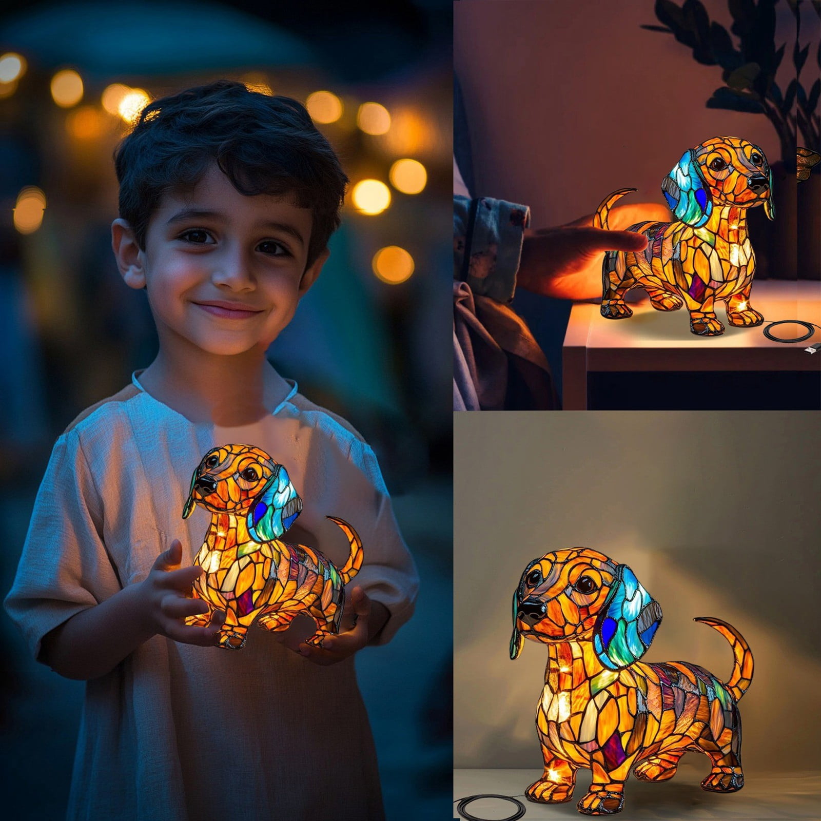 Lampe Chien Corgi - Veilleuse Artisanale en Résine Teintée, Adorable