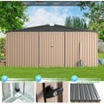 thumbnail image 3 of AECOJOY 14' x 12' Outdoor Storage Shed with Lockable Door Patio Metal Garden Storage Building in Brown for Outside, 3 of 7