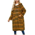 thumbnail image 2 of GaThRRgYP Winter Coats,Women's Fashion Fall Winter Casual Hooded Outwear Coat Long Sleeve Pockets Plaid Yellow L, 2 of 9