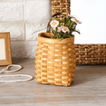 thumbnail image 4 of Wooden Wall Basket, Desktop Fruit Snack Storage Box, American Pastoral Leather Handle Handmade Storage Basket, 4 of 7