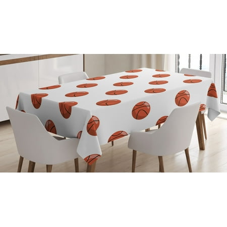

Basketball Tablecloth Cartoon Classical Balls Competition Scoring Professional Tournament Rectangular Table Cover for Dining Room Kitchen 52 X 70 Inches Cinnamon Black White by Ambesonne