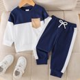 thumbnail image 2 of TOWED22 Toddler Baby Boy Fall Outfit Contrast Color Sweatshirt Tops with Elastic Waist Pants Cute Infant Newborn Winter Clothes, 2 of 6