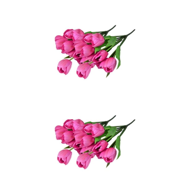 Injueey 2 uds flores artificiales tulipanes suave simulación de tacto Real flor de imitación decoración de boda arreglos para el hogar Rosa/Cabeza Grande 2Conjunto