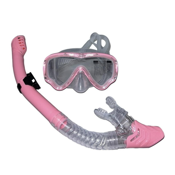Conjunto de snorkel seco Zulema Máscara de buceo Rosa para Hombres Mujeres Lente transparente a prueba de fugas