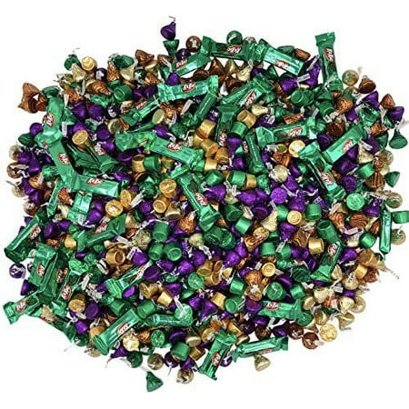 Mardi Gras Chocolate Candy Bulk Assortment, Mix Includes Kit Kats, Rolos, Hershey's Kisses, Perfect for Mardi Gras Celebration Party Favor and Decor, Weddings, King Cake Decoration, 5 Pounds