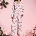 thumbnail image 2 of Womens Pajamas Set Valentine's Day Theme Print Long Sleeve Shirts Pants Casual Cozy Loungewear Nightwear 2 Piece Sets for Women Pink L, 2 of 9