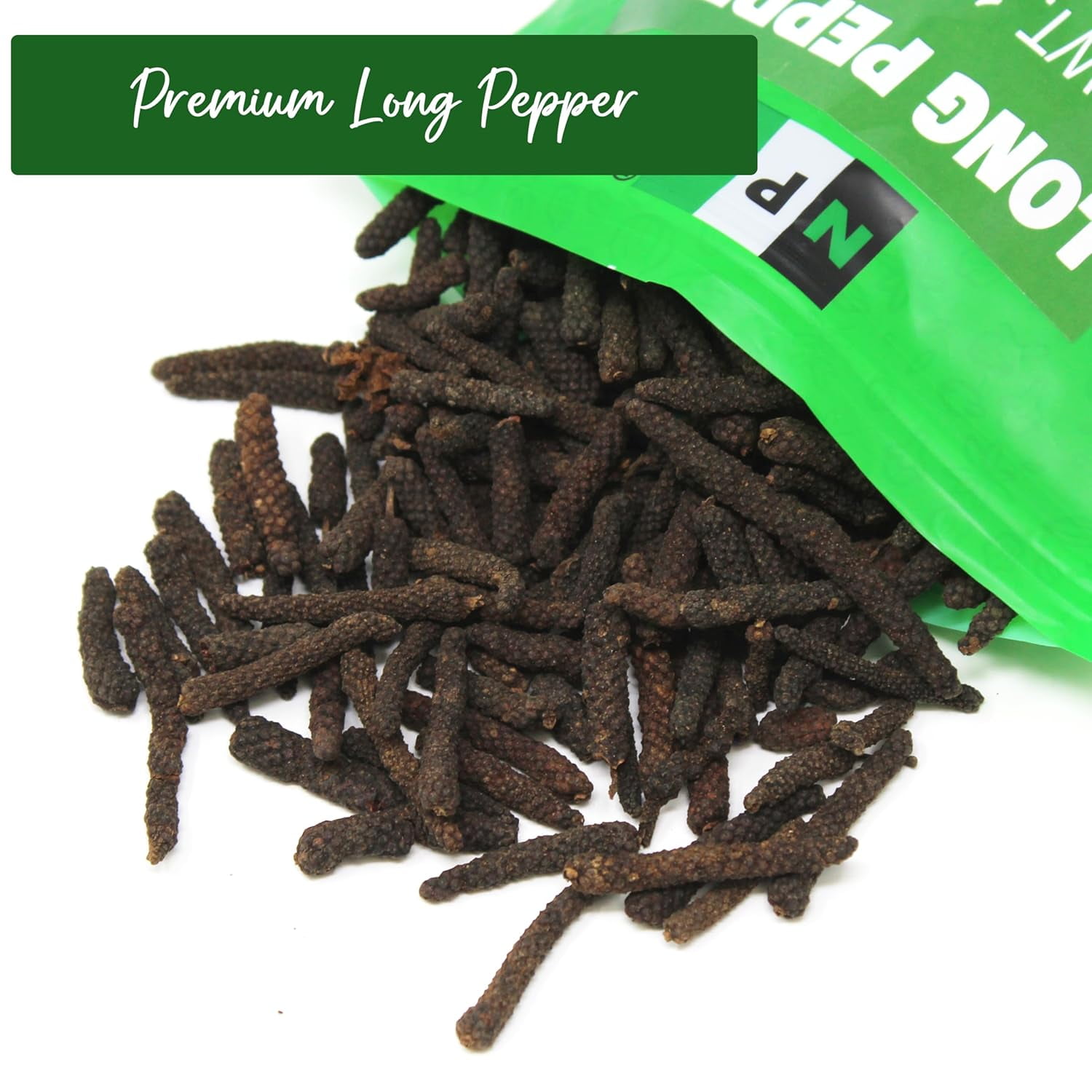 NPG Long Pepper 16 Oz, Whole Long Black Pepper, Piper Longum Black Peppercorns, Pippali Aromatic Spice for Indian, Middle Eastern, and Mediterranean Cuisine, Strong Flavor Enhancer