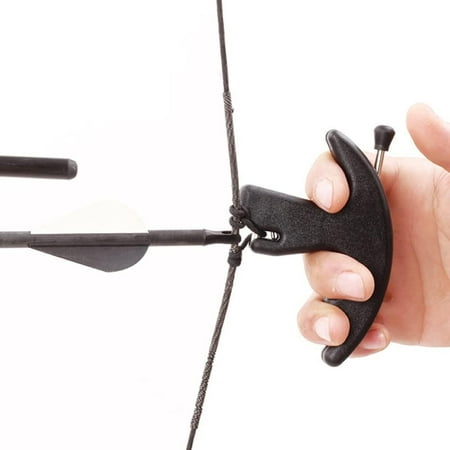 Thumb Bow Release 3 Finger Thumb Trigger Caliper Grip Compound Bow Release Aid Recurve Bow Releaser Aid Tool Replaceable Bow Release Trigger Caliper Grip Black