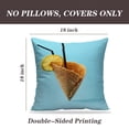 thumbnail image 2 of LALILO Throw Pillow Covers Ice Cream Cone With Black Straws Bright Blue Cushion Cover 18" x 18", 2 Pack, 2 of 6